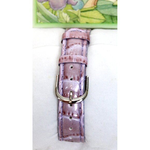 Disney Store Tinkerbell Watch Purple pearlescent Leather Band Square Face - Picture 3 of 9
